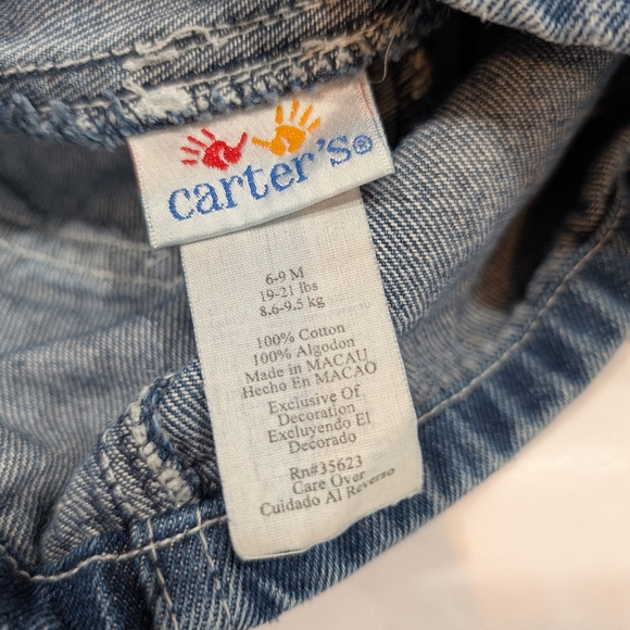 Carter's Denim Overalls with Bulldozer Applique, 6-9 mos. - Picture 5 of 6